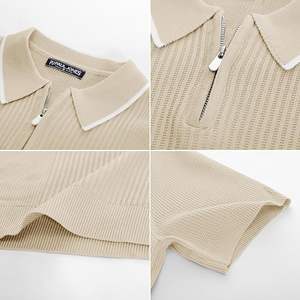 เสื้อโปโลผ้าฝ้ายปักลายสำหรับผู้ชาย, เสื้อคอตตอนไซส์พิเศษปกพับลงระบายอากาศได้ดีฤดูร้อนแขนสั้นสีพื้น - Product Image 5