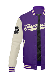Custom Wool Varsity <b>Bomber</b> <b>Jacket</b> with Embroidered Front Logo Stand Collar Windproof & Breathable Letterman Blank <b>Jacket</b> - Product Image 5