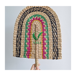 Éventail en herbe fait main vietnamien-Cadeau et décoration de vacances - Product Image 5