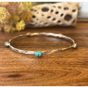 Navajo Handmade Kingman Turquoise Sterling Silver Fashion Cuff <b>Bracelet</b> Kingman Turquoise Sterling Silver <b>Bangle</b> <b>Bracelet</b> - Product Image 3