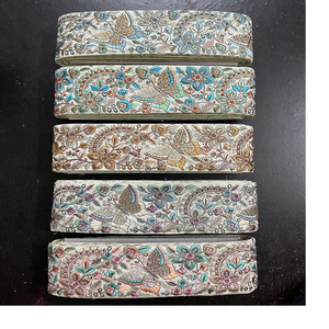 Custom Made Machine Embroidered <b>Ribbons</b> & Laces in Floral Designs & in Five Colours for <b>Wedding</b> Dresses in 2 Inch Width - Product Image 1