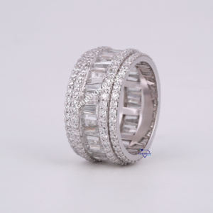 Mujeres 14kt oro blanco laboratorio cultivado diamante banda joyería VVS claridad canal conjunto Hip Hop colección boda cualquier venta al por mayor - Product Image 2