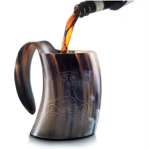 Tasses en corne de buffle naturelle à haute durabilité, couvercle d'excellente qualité, approvisionnement en vrac en acier inoxydable, tasses à corne à boire les plus précieuses - Product Image 5