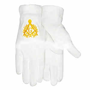 ถุงมือผ้าฝ้าย100% สีขาวสำหรับพิธีมิ่งขวัญชาวฝรั่งเศสถุงมือเครื่องราชกกุธภัณฑ์ปักทอง - Product Image 1