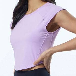 Nueva Camiseta de manga corta informal de verano a la moda para mujer, camiseta transpirable de color sólido con cuello redondo y estampado digital - Product Image 5