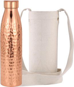 Bouteille d'eau réutilisable en cuivre Divris, écologique, artisanat de qualité supérieure, design classique, finition attrayante, portable, pour les voyages en plein air - Product Image 2