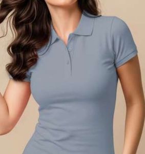 Camiseta Polo de Mujer de Lujo, Mezcla de Seda, Textura Suave, Cuello Formal con Solapa, Manga Corta, Top de Moda de Alta Gama - Product Image 4