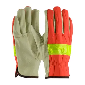 Top Trend Großhandel gut sichtbare Leder Arbeits sicherheit Industrie Kettensäge Mechaniker Handschuhe
