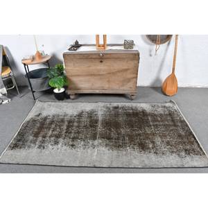 Alfombra turca de área grande clásica bohemia de 3,7x6,8 pies, lana de retazos marrón y gris con respaldo de látex para sala de estar adolescente - Product Image 1