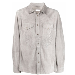 Venta caliente nueva moda hombres camisa de cuero a prueba de viento tela de seda servicio OEM para venta al por mayor - Product Image 1