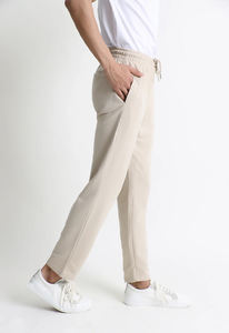 Men's Casual Mid <b>Waist</b> 100% Cotton Canvas <b>Trousers</b> Heavyweight with <b>Elastic</b> <b>Waist</b> Closure OEM Service Available - Product Image 2