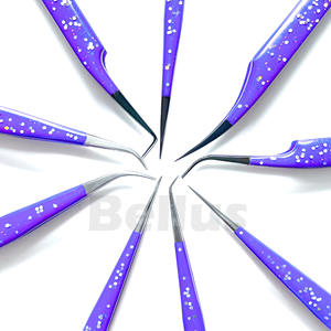 Pince à épiler d'extension de cils en acier inoxydable, pointes courbes et droites, outils premium pour artistes - Product Image 5