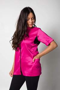 Chaqueta exfoliante de poliéster de alta calidad con cremallera para aseo de mascotas, uniforme exfoliante de media manga con cremallera, malla trasera - Product Image 3