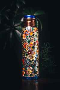 100% Pure Copper <b>1L</b> Hand Engraved Bohemian Style <b>Water</b> <b>Bottle</b> Lid Eco-Friendly Sustainable Premium Ayurvedic Health Benefits - Product Image 4