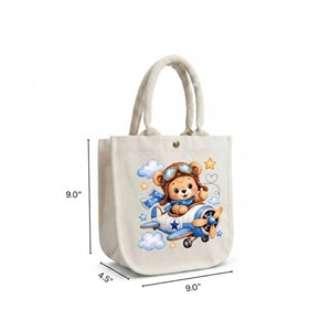 กระเป๋าผ้าแคนวาสลายหมีนักบิน ขนาด 9x9x4.5 นิ้ว กระเป๋าเก็บของพกพาสำหรับเด็กทุกฤดูกาล - Product Image 1