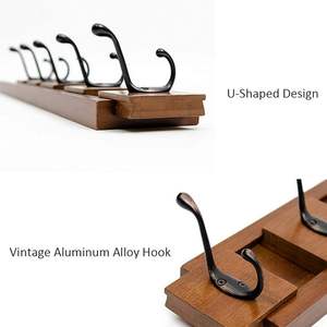 Porte-manteau mural et étagère en bois véritable fait main, moderne et économique, pour la décoration de la maison avec un look haut de gamme - Product Image 1