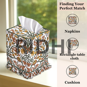 Boîte à mouchoirs en tissu imprimé à volants jaune Goldenrod Ridhi, fabrication artisanale, classique, durable, écologique, porte-serviettes carré, maison, hôtel - Product Image 6