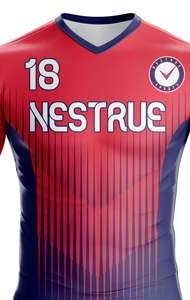 Camiseta de fútbol transpirable con cuello en V de alta calidad para adultos, diseño de sublimación cómodo, logotipos de colores personalizados, 100% poliéster de secado rápido - Product Image 6