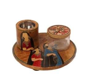 Brûleur d'encens en bois de manguier de luxe imprimé à la main Bakhoor Mubakhara pour la maison et l'usage religieux Lady Style imprimé - Product Image 1