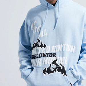 Meilleure qualité sweats à capuche d'hiver pour hommes 100% coton bouffée imprimé polaire épaisse poids lourd surdimensionné impression personnalisée teint uni - Product Image 5