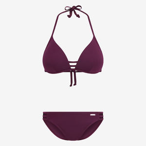 Conjunto de Bikini Push-Up de Moda para Mujer, Traje de Baño de Dos Piezas, Logotipo Personalizado al por Mayor, Ropa de Playa Sexy para el Verano, Piscina, Resort, Burdeos - Product Image 1