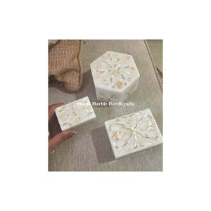 Nouvelle marque faite à la main traditionnelle classique fantaisie marbre incrustation boîte mère perle coquille de mer Design Floral bijoux personnalisables - Product Image 5