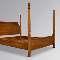 Base de Cama de Madera de Teca Sólida con Cuatro Postes, Diseño Tradicional Tallado a Mano, Ecológica, Duradera y Suave, Tamaño California King/Queen/King