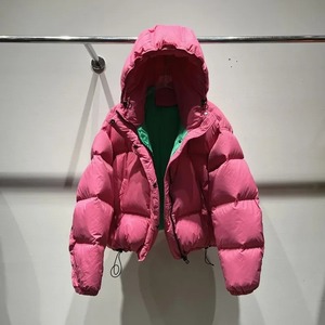 Snow Echo Veste courte en duvet pour femme Style coréen Sensibilité Plume de canard blanc Couleur bloquant Veste Puffer Manteau d'hiver - Product Image 6