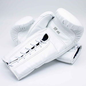 ถุงมือชกมวยสีขาวสั่งทำราคาส่ง หนังแท้ 100% สำหรับการแข่งขัน MMA คิกบ็อกซิ่ง - Product Image 3