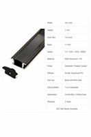 Profilé en aluminium LED encastré à bride de 17*7 mm en forme de U avec diffuseur pour bandes LED, revêtement noir par poudrage