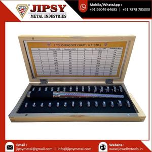 Juego de Medidores de Anillos de Boda, Estándar Estadounidense 1-15, con Empuñadura de Goma, Mandril de Aluminio y Calibrador de Tallas de Anillos en Caja de Madera - Product Image 3