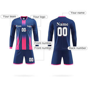 ชุดยูนิฟอร์มฟุตบอลแบบกำหนดเองได้ พร้อมชื่อ เบอร์ และโลโก้ สำหรับผู้ชาย ผู้หญิง และเด็ก สีสันปรับแต่งได้ แขนสั้น - Product Image 2
