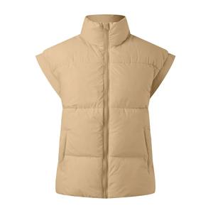 Chaleco de invierno de gran tamaño para mujer, ligero, cuello levantado, manga voladora, chaquetas acolchadas con aislamiento, abrigo con bolsillos - Product Image 5