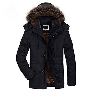 Winter Men's Parka <b>Jacket</b> -15 Degree Hooded Stand Collar <b>Fleece</b> <b>Lining</b> Breathable Waterproof Canvas Outerwear - Product Image 4