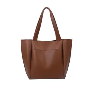 New Trending New Fashion Simple Style Hot Selling Medium Capacity Soft PU Bag Shopping Female Ladies Woman Tote Shoulder Handbag