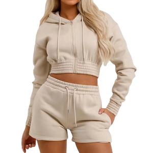 Ensembles pour femmes doux et confortables ensembles de sweat à capuche et de shorts tenue deux pièces élégante pour un usage quotidien ensembles pour femmes 2026 - Product Image 1