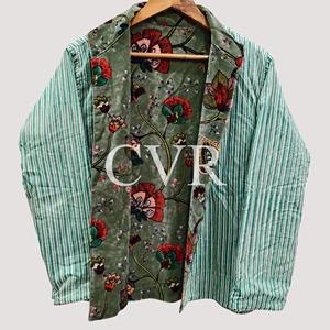 Veste à col mandarin imprimée florale, manches longues, style chinois, grande taille, vêtements d'automne pour adultes, design brodé en velours - Product Image 4