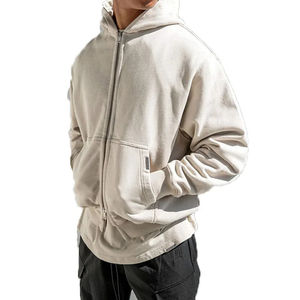 100% coton bio hommes surdimensionné lavage à l'acide sweat à capuche zippé Streetwear numérique pull hiver sweat pour hommes Couples - Product Image 4