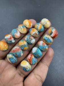 อัญมณีทองแดงหอยนางรมธรรมชาติขนาด12X16มม. ทำจากหินเทอร์คอยส์ทรงรีเรียบตัดเป็นทรงหลวมสำหรับทำเครื่องประดับขายส่งจำนวนมาก - Product Image 2