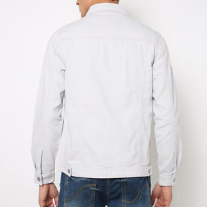 Veste en jean pour homme sur mesure OEM, effet délavé, denim blanc, coton, coupe ample, vintage, denim délavé, 2025 - Product Image 2