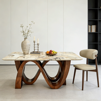 Nouvelle table à manger en marbre de style chinois, ensemble de salle à manger haut de gamme, table à manger moderne minimaliste pour appartements petits et grands