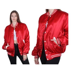 Chaqueta Varsity de Satén Personalizable para Mujer, con Mangas de Lana en Color Contrastante y Bordado, de Alta Calidad, Transpirable y Resistente al Viento - Product Image 4