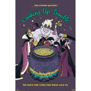 Placa con póster de los villanos de Disney con personajes clásicos que traen el caos - Product Image 1