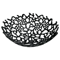 Gesneden werk Art Deco design aluminium fruit schaal met zwarte poedercoating afwerking bruiloft Ramadan stijlvol servies huis kantoor