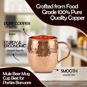 Hot Selling Pure Copper Hammered Drinking <b>Moscow</b> <b>Mule</b> Mug <b>Cup</b> 450ml to 550ml koi with Copper Handle Drinkware Serveware Mugs - Product Image 4