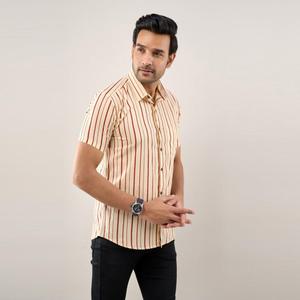 เสื้อเชิ้ตผู้ชายลายทางผ้าป๊อปลินทรงเข้ารูปสำหรับฤดูร้อน-ระบายอากาศได้ดี 100% และ ODM - Product Image 5
