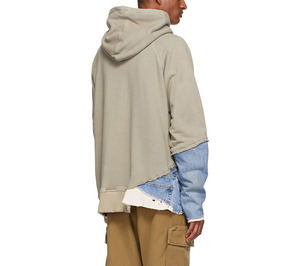 Venta al por mayor personalizado de los hombres 100% algodón 380gsm francés Terry sudaderas con capucha pulóver Waffle paneles mangas raglán Salvia liso teñido de invierno - Product Image 3