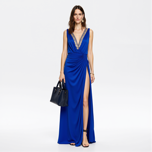 2026 Women <strong>Dress</strong> Manufacturer Elegant Prom Formal <strong>Dresses</strong> Evening <strong>Party</strong> Gown <strong>Royal</strong> <strong>Blue</strong> Deep V Neck High Slit Sexy Maxi <strong>Dress</strong> - Product Image 4