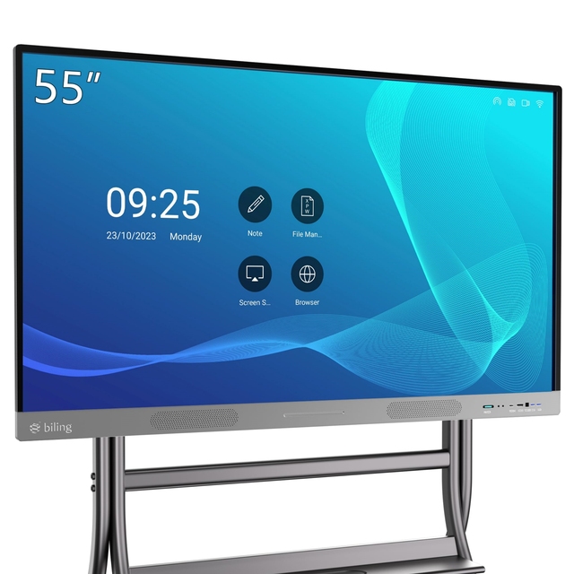 Interactive Whiteboard 4K UHD 55 Inch Touch Screen Flat Panel Display Smart Board with Stand Classroom Office Meeting