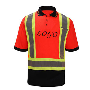 Bandes réfléchissantes hommes polos de sécurité Logo personnalisé Patchwork Hi Viz vêtements de travail à manches courtes col contrasté T-shirts pour hommes - Product Image 1